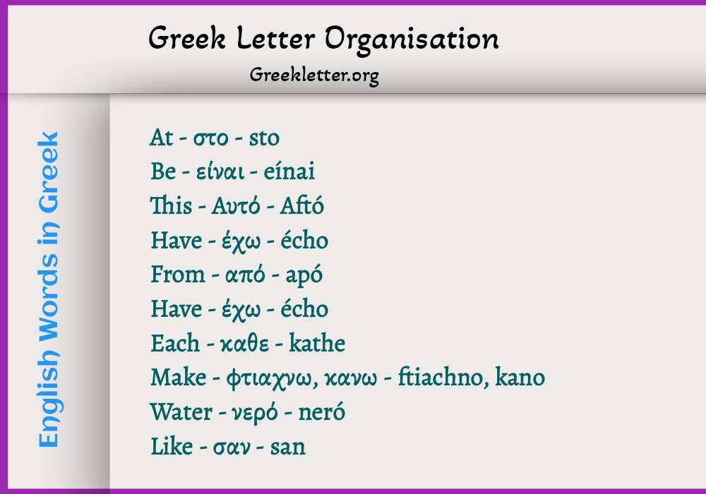 English Words in Greek